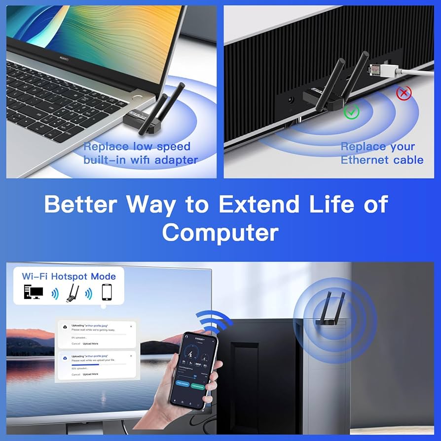 Amazon.com: Hakimonoe 2-IN-1 Wi-Fi 6 Bluetooth 5.4 USB